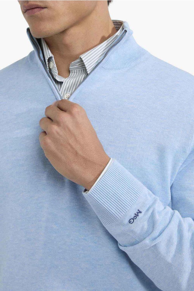 ZIP MOCK SWEATER MM251 1204 01 2001 LIGHT BLUE